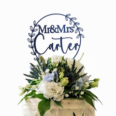 Personalised Acrylic Wedding Cake Topper Mr & Mrs Name Decoration Custom Cake Decor