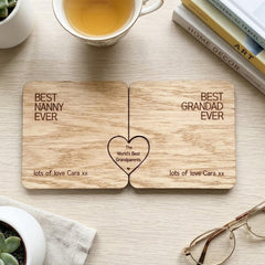Personalised Grandparents Coaster Set with Message Token Keepsake Gift for Home