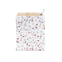 Elegant Holly Paper Gift Bags - Brown and Red for Christmas Gifting 50pk