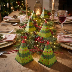 Green Triangular Tree Christmas Crackers Set of 6 Novelty Festive Tableware