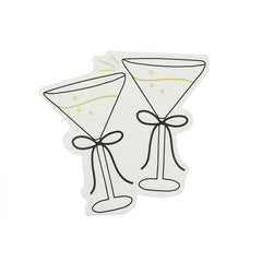 Cocktail Shaped Paper Napkins White Black Novelty Party Tableware (16 Pack, 16 cm)