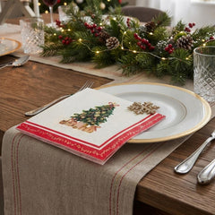 Christmas Tree Paper Napkins Red Green Festive Party Tableware Decor Set of 16