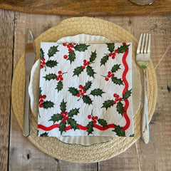 traditional-holly-christmas-party-paper-napkins-x-20-christmas-party|BC-HOLLY-NAPKIN-WAVE|Luck and Luck| 1