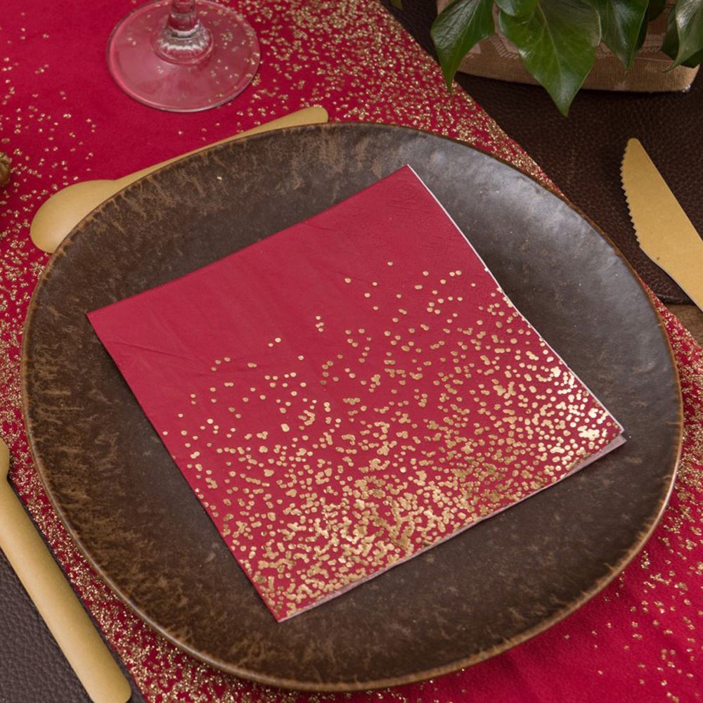 christmas-red-and-gold-paper-party-napkins-x-10|8696 0000 0007|Luck and Luck| 1