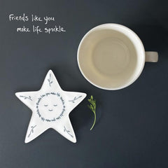 White Porcelain Star Coaster Friends Like You Make Life Sparkle Modern Home Gift