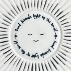 Good Friends Light Up the World White Porcelain Coaster Meaningful Gift for Modern Home