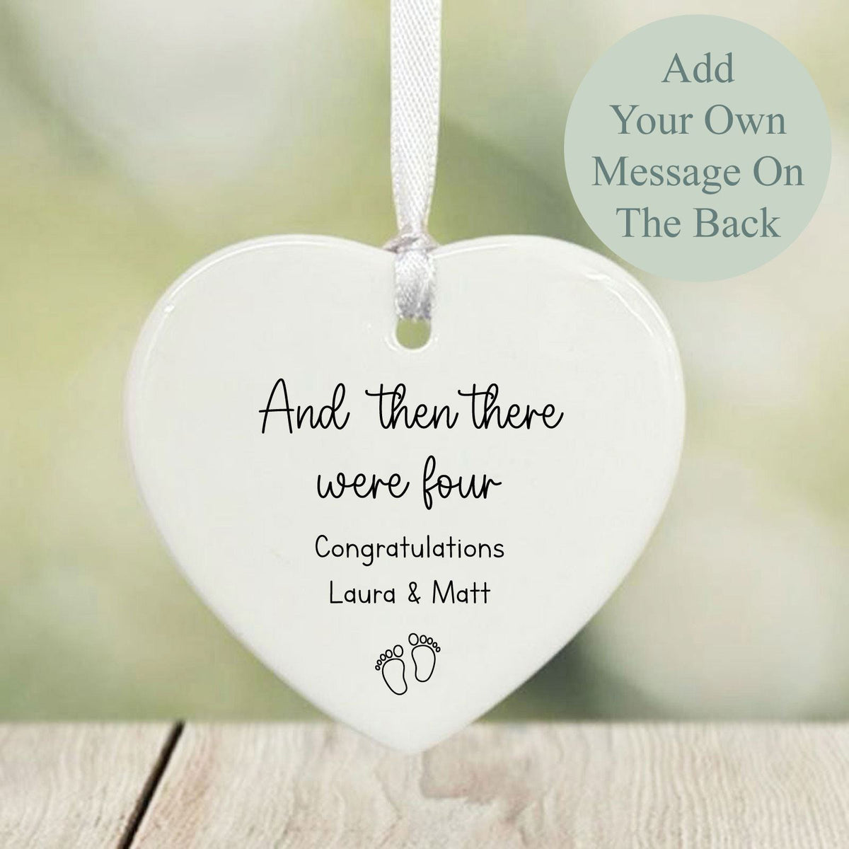 personalised-porcelain-heart-then-there-were-four-baby-keepsake|LLUVBABYFOUR|Luck and Luck| 1