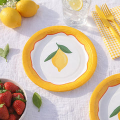 Santex Small Yellow Lemon Design Party Paper Plates, 17.5 cm, Pack of 6