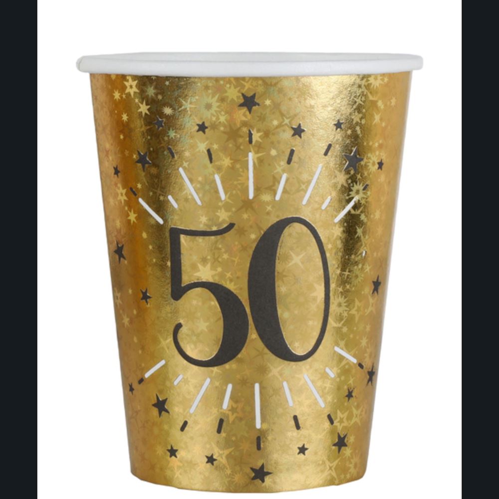 black-and-gold-age-50-paper-party-cups-x-10|678800000050|Luck and Luck| 1