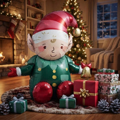 Playful Christmas Elf Foil Balloon Red Green Cheerful Party Decoration