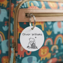 Personalised Winnie The Pooh Acrylic Bag Name Tag - Nursery & Preschool Keyring