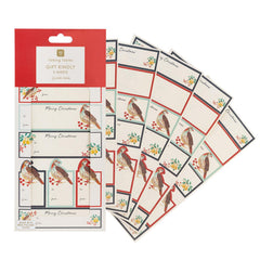 Partridge Pear Christmas Gift Label Stickers Cream Red Festive Gift Wrap Set of 40