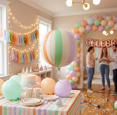 Striped Ball Foil Balloon in Multicoloured Bold Playful Birthday Party Decor