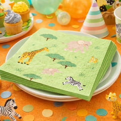 Safari Paper Napkins Kids Party Tableware (Pack of 12, 16.5cm)