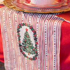 Red Green Christmas Tree Polyester Table Runner Festive Holiday Dining Table Decor 3m