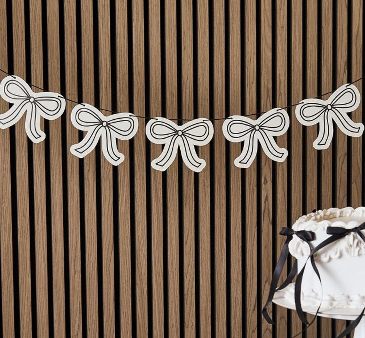 Bow Card Garland Wedding Birthday Backdrop Party Decoration White Black (200cm)