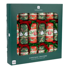 Red & Green Folk Christmas Crackers with Culinary Gifts for Festive Dining (Pack of 6)