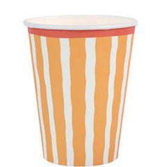 Santex Yellow Striped Paper Party Cups Disposable, Pack of 6