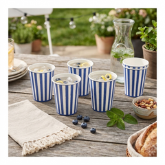 Blue & White Paper Cups for Birthday Parties and Celebrations (Pack of 6, 255 ml)