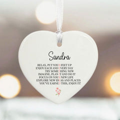 Celebrate Retirement with a Personalised White Porcelain Heart Keepsake Gift