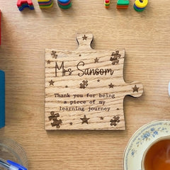 Personalised Thank You Teacher Wooden Coaster Gift (11.5cm)