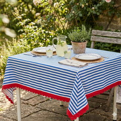 Santex Blue and White Stripped Party Tablecloth Party, 145 x 240 cm