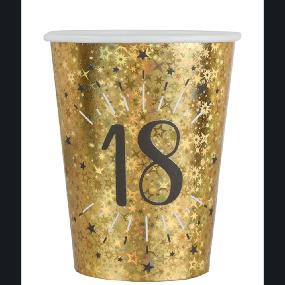 black-and-gold-age-18-paper-cups-x-10|678800000018|Luck and Luck| 1