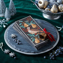 Partridge Christmas Lunch Paper Napkins Blue Red Festive Party Tableware Set of 16