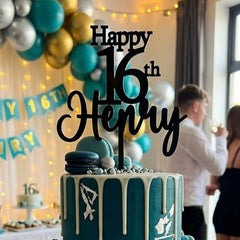 Personalised Happy Birthday Cake Topper - Custom Name and Age Acrylic Party Decor