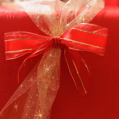 Gold Star Christmas Organza Table Runner 3m Festive Holiday Dining Table Decor 3m