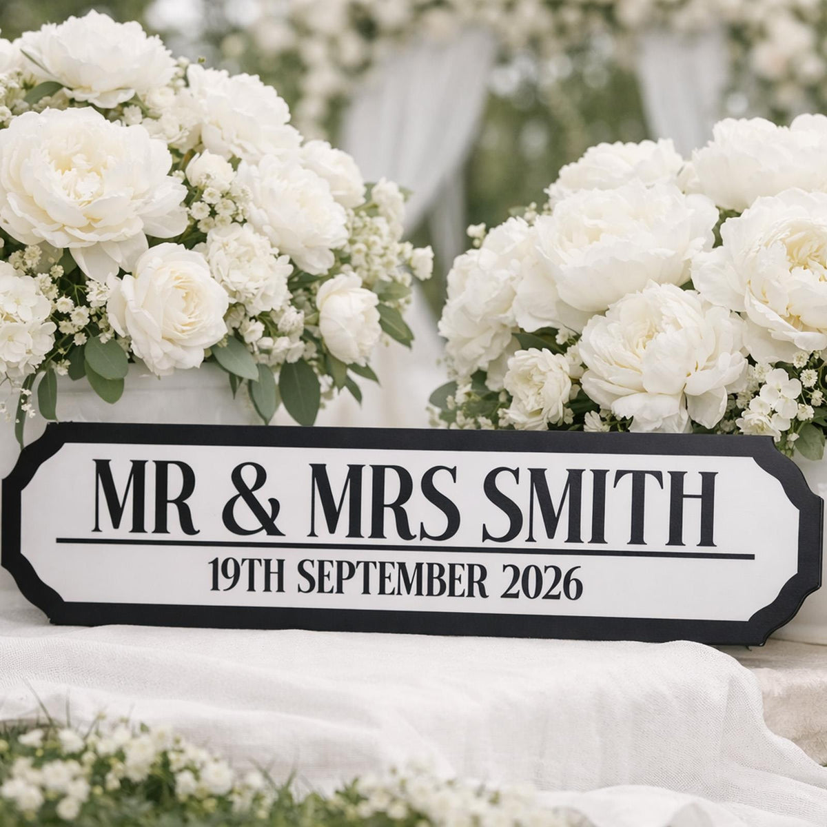 Personalised Wedding Road Sign Small Acrylic Gift Plaque (39 cm)