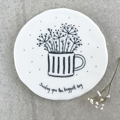 east-of-india-wobbly-round-porcelain-coaster-sending-the-biggest-hug|190|Luck and Luck| 1