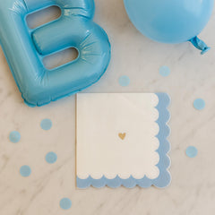 Blue White Gold Little Hearts Paper Napkins – 16 Pack Birthday Party