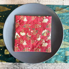 12 Days Christmas Paper Napkins for Cheerful Festive Holiday Table Decor Styling