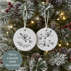 Robin Memorial Christmas Porcelain Hanging Bauble White Keepsake Decoration