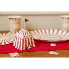 Vintage Circus Tent Treat Boxes – Red & White Paper Party Favours Pack of 8