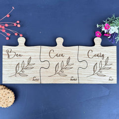 oak-personalised-family-jigsaw-coaster-x-3-gift-coaster-set|LLWWJIGSAWCOASTERX3|Luck and Luck| 1