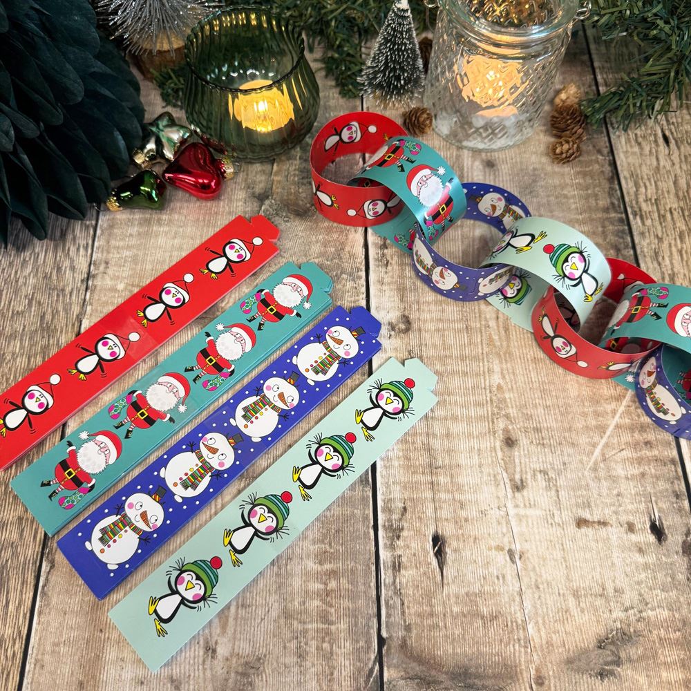 christmas-paper-chains-santa-penguin-and-snowman-designs-100-chains|XCHAIN02|Luck and Luck| 1