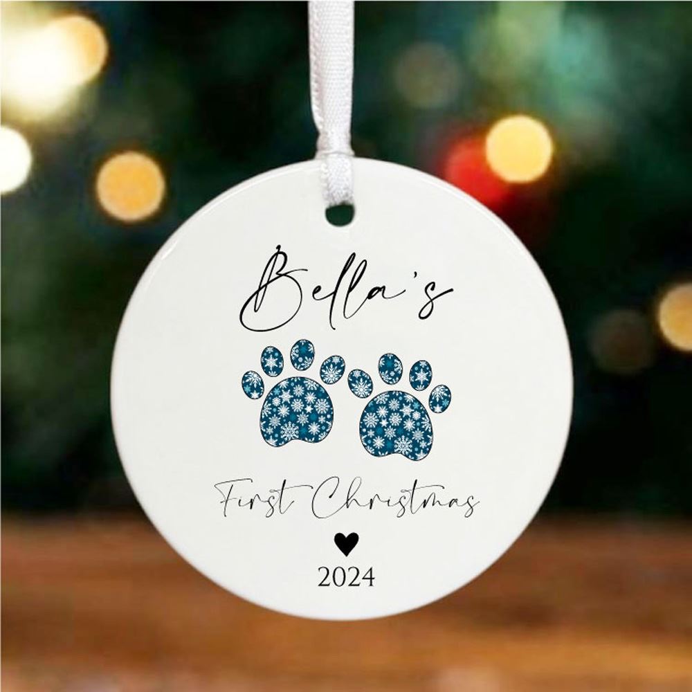 personalised-paw-print-dogs-1st-christmas-bauble-pet-gift|LLUVPORC19|Luck and Luck| 1