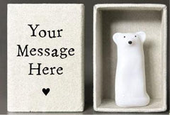 Personalised Tall Mouse Matchbox with Porcelain Ornament and Your Own Message
