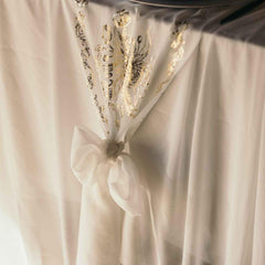 White Gold Muslin Table Runner – Elegant Wedding Table Decor 5m