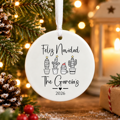 Personalised Feliz Navidad Christmas Hanging Bauble Decoration Gift