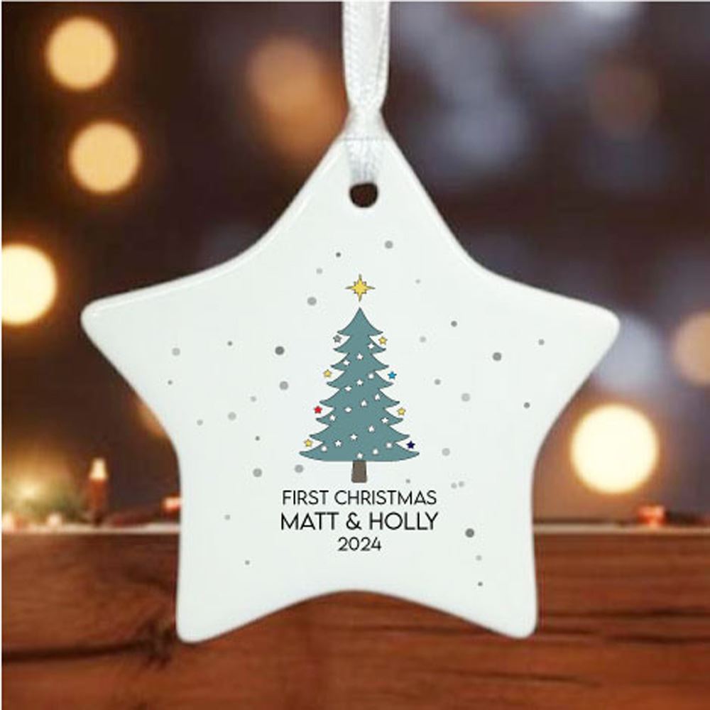 personalised-first-christmas-porcelain-hanging-star-keepsake|LLUVPORCSD3|Luck and Luck| 1