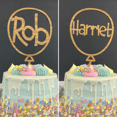 personalised-oak-wood-balloon-shape-cake-topper-with-name|LLWWBALLOONNAMECTO|Luck and Luck| 1