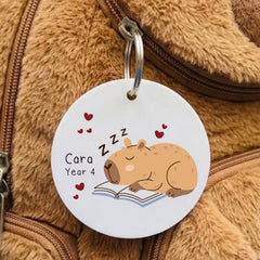 Personalised Capybara Acrylic Bag Tag - Custom Name Colourful Kids Gift Keyring