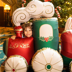 Festive Standing Christmas Train Foil Balloon Red Green Holiday Party Decor