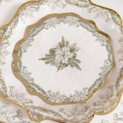 Vintage Christmas Napkins in Green and Gold for Festive Holiday Dining Tables (Pack of 16)