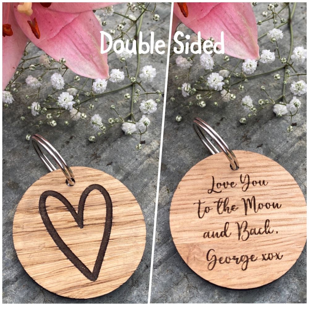 personalised-wood-oak-keyring-gift-big-heart-gift|LLWWCOUPKEYRINGD4|Luck and Luck| 1