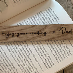 Personalised Wooden Oak Veneer Bookmark – Custom Engraved with Optional Note – Unique Gift for Book Lovers