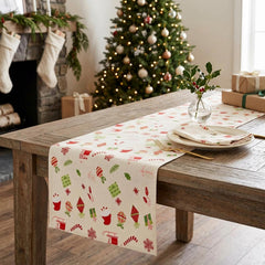 Red Green Christmas Polyester Table Runner Festive Holiday Dining Table Decor 3m